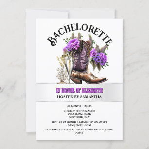 Invitation Pays occidental cowgirl bottes pourpre bulle glam