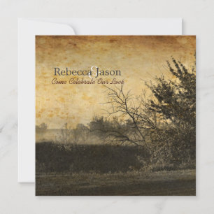 Invitation pays ouest automne arbres rustique ferme mariage