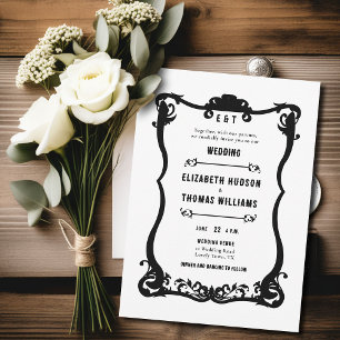 Invitation Pays Ouest noir blanc cadre Mariage officiel