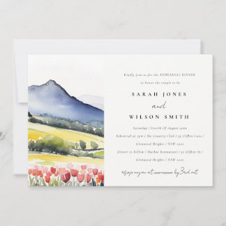 Invitation Pays Printemps Floral Paysage Dîner de répétition