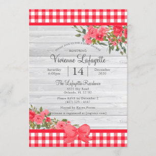 Invitation Pays Rouge En vichy Baby shower Floral