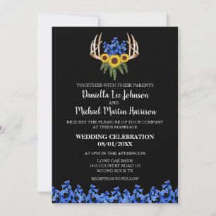 Invitation Pays Russe Floral Antlers Mariage