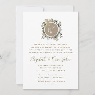 Invitation Pays Russe Floral Monogramme Mariage de couronne