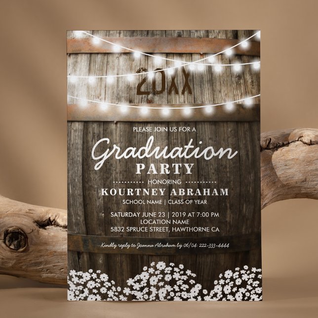 Invitation Pays Rustic Graduation Party Classe de 2025 (Créateur téléchargé)