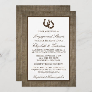 Invitation Pays Rustic Horseshoe Brown Burlap Fiançailles