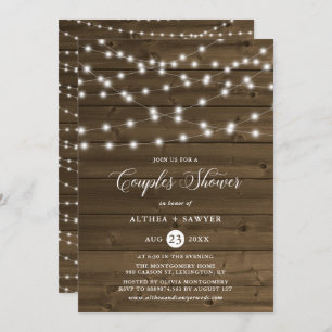 Invitation Pays Rustic String Lumières Couples Douche Invitat