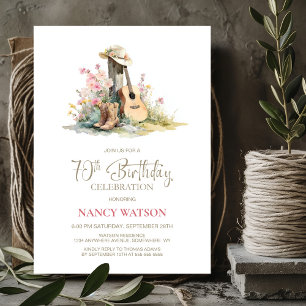 Invitation Pays rustique 70e fête d'anniversaire