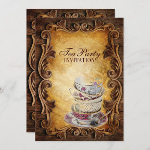 Invitation pays rustique cupcake brique douche thé fête