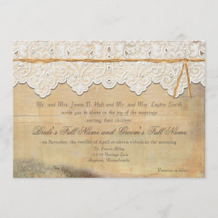 Invitation Pays rustique élégant Dentelle Vintage occidentale