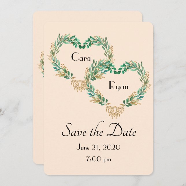 Invitation Pays rustique Joli verdure mariage Wreath (Devant / Derrière)