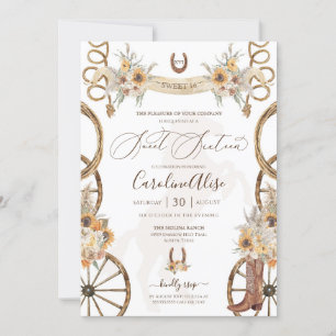 Invitation Pays rustique Ouest Sunflower Boho Sweet 16