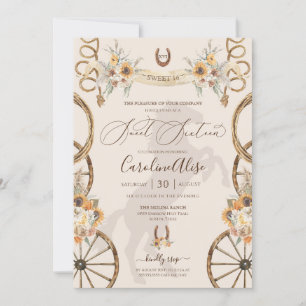 Invitation Pays rustique Ouest Sunflower Boho Sweet 16 Inv.