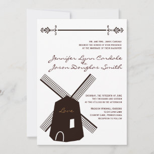 Invitation Pays rustique Pays Pays-Bas Windmill Mariage Invit