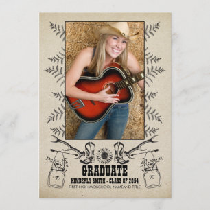 Invitation Pays rustique   Photo Graduation Party
