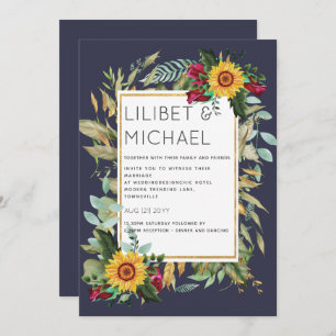 Invitation Pays Tournesols Rustiques Bourgogne Mariage Rose