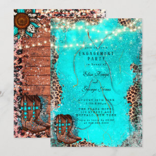 Invitation Pays Turquoise Boots de Cowboy Partie d'engagement