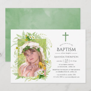 Invitation Pays verdure Baptême ou baptême