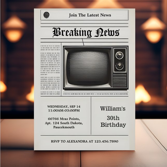 Invitation Pays Vieux Rétro hommes Adulte Journal 30e anniver (Créateur téléchargé)