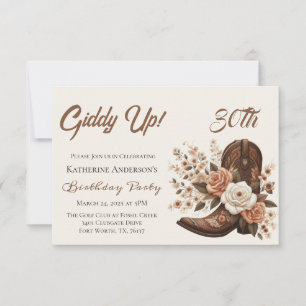 Invitation Pays Western Cowgirl Boot avec fleurs
