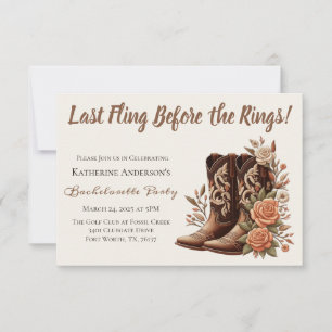 Invitation Pays Western Cowgirl Boot avec fleurs