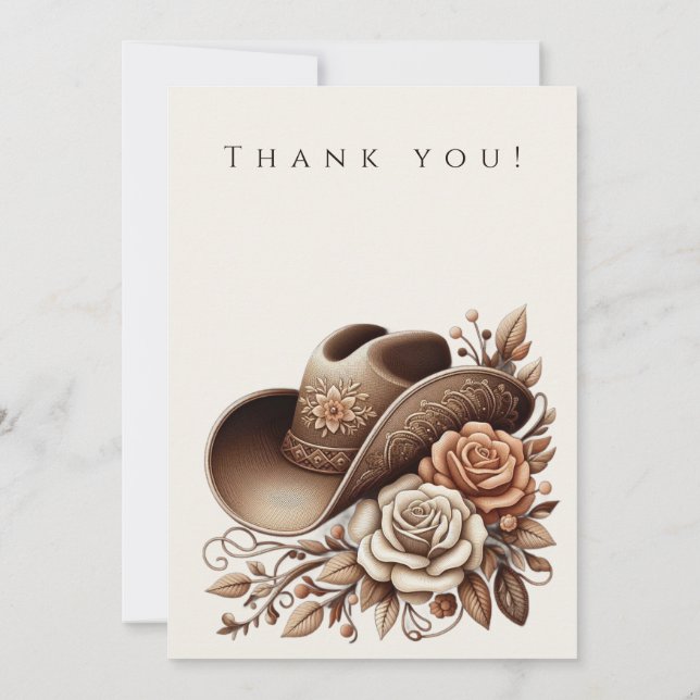 Invitation Pays Western Cowgirl Casquette avec fleurs (Dos)