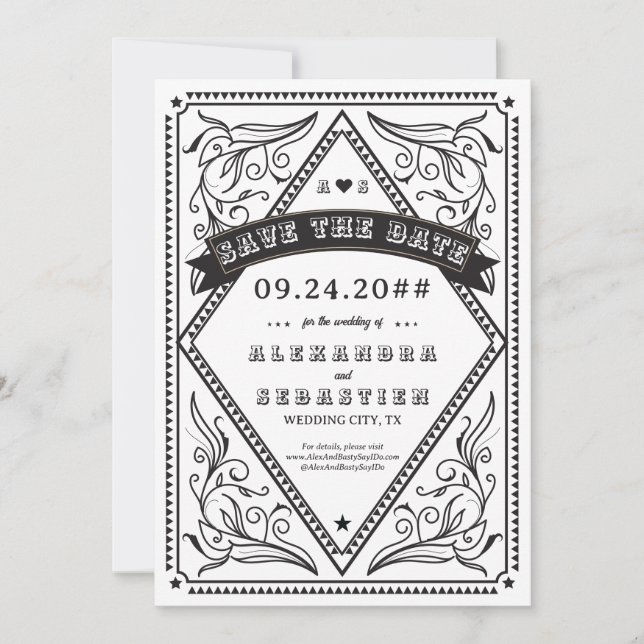 Invitation Pays Western Rustic Wedding Enregistrer la date (Devant)