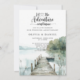 Invitation Paysage à l'aquarelle pour un anniversaire de mari