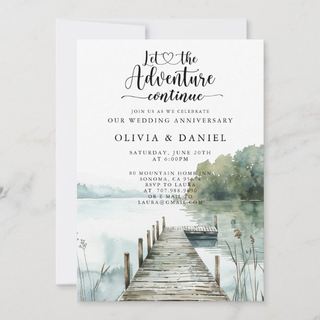 Invitation Paysage à l'aquarelle pour un anniversaire de mari (Devant)