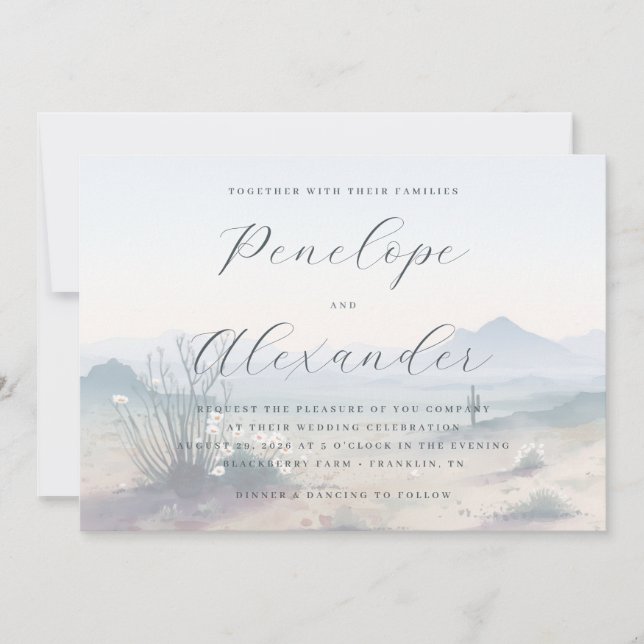 Invitation Paysage aquarelle bleu serein (Devant)
