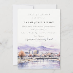 Invitation Paysage aquarelle d'anniversaire à Boise, Idaho