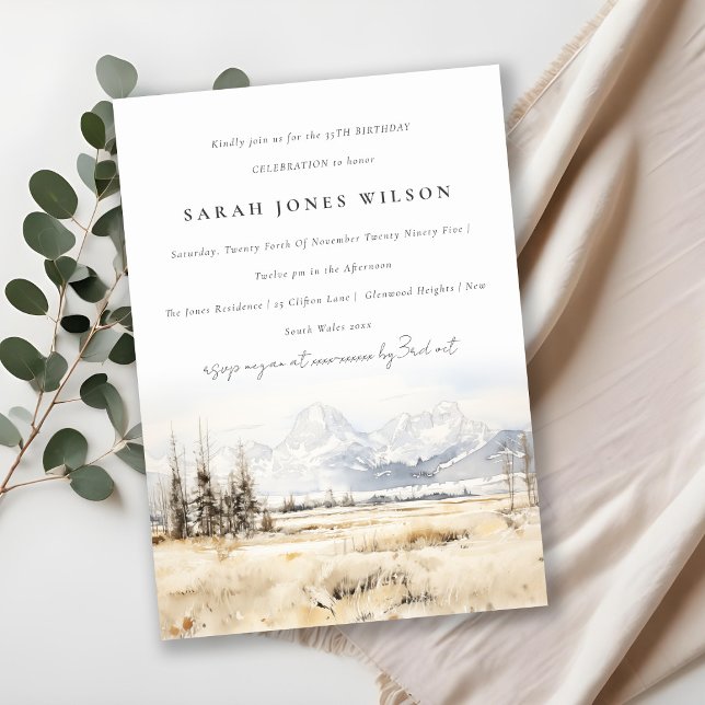 Invitation Paysage aquarelle d'anniversaire de Jackson Hole W (Créateur téléchargé)