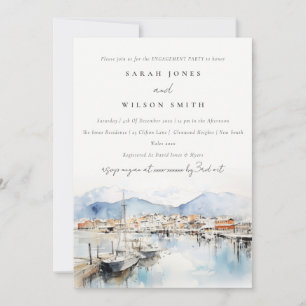 Invitation Paysage aquarelle d'Ushuaia Argentine Engagement