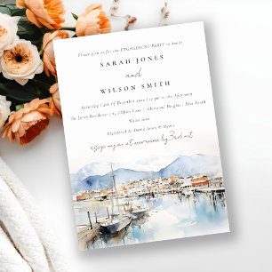 Invitation Paysage aquarelle d'Ushuaia Argentine Engagement