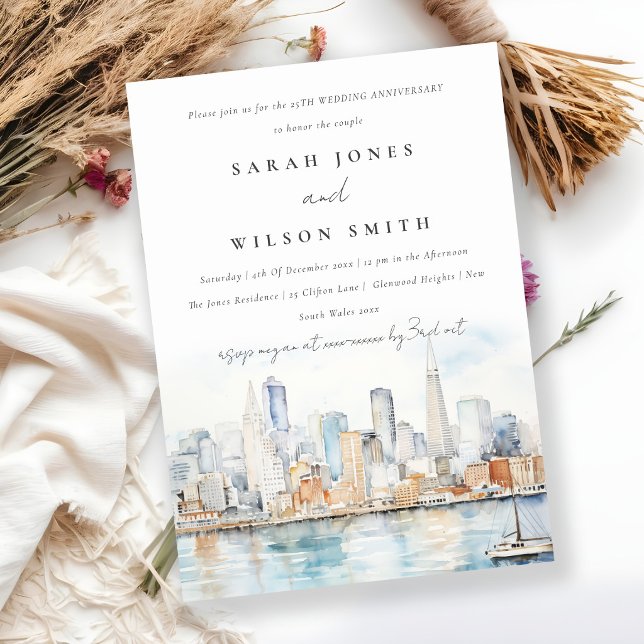Invitation Paysage chic de San Francisco pour noces et annive (Créateur téléchargé)