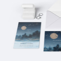 Paysage D'Aquarelle Bleu Nuit Enregistrer La Date