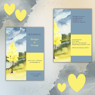 Invitation Paysage d'arbres jaunes modernes pour mariage de d
