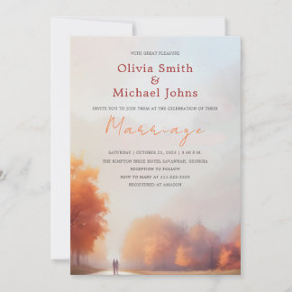 Invitation Paysage d'automne mariage de automne Aquarelle d'a