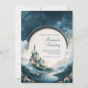 Invitation Paysage de château de saphir au clair de lune pour