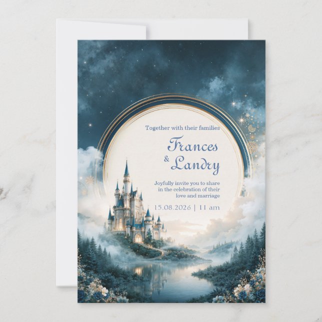 Invitation Paysage de château de saphir au clair de lune pour (Devant)