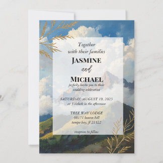 Invitation Paysage de collines roulantes de la montagne d'or 