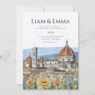 Invitation Paysage de Florence Italie Aquarelle Mariage