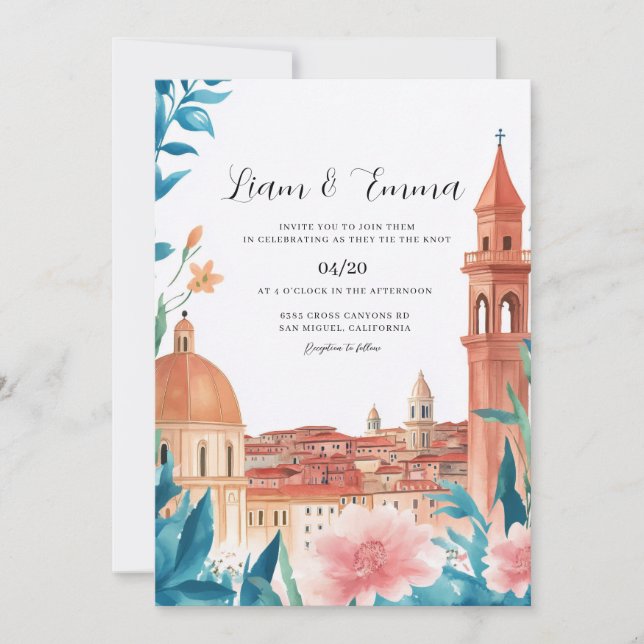 Invitation Paysage de la ville arcadienne de Bologne Mariage (Devant)