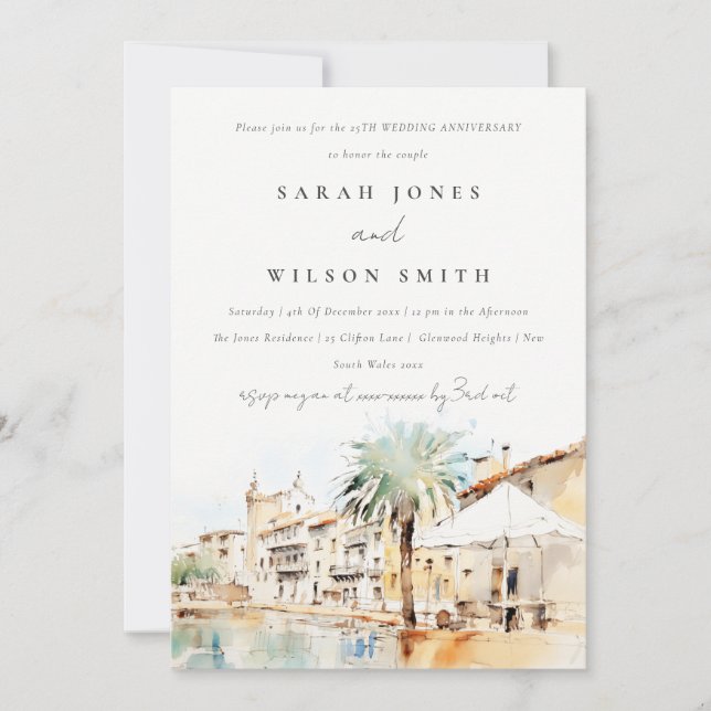 Invitation Paysage de Majorque Espagne Mariage Anniversaire (Devant)