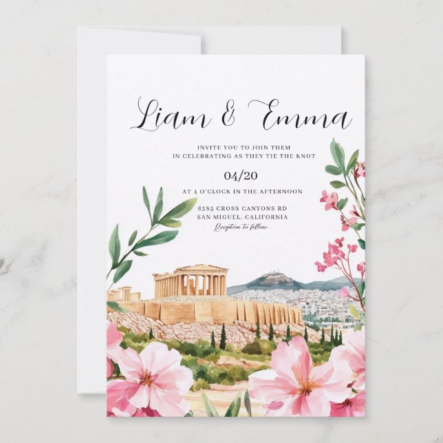Invitation Paysage de mariage Athènes Grèce (Devant)