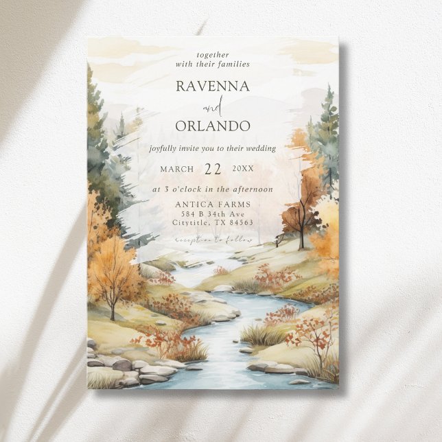 Invitation Paysage de mariage de forêt de rivière d'automne v (Créateur téléchargé)
