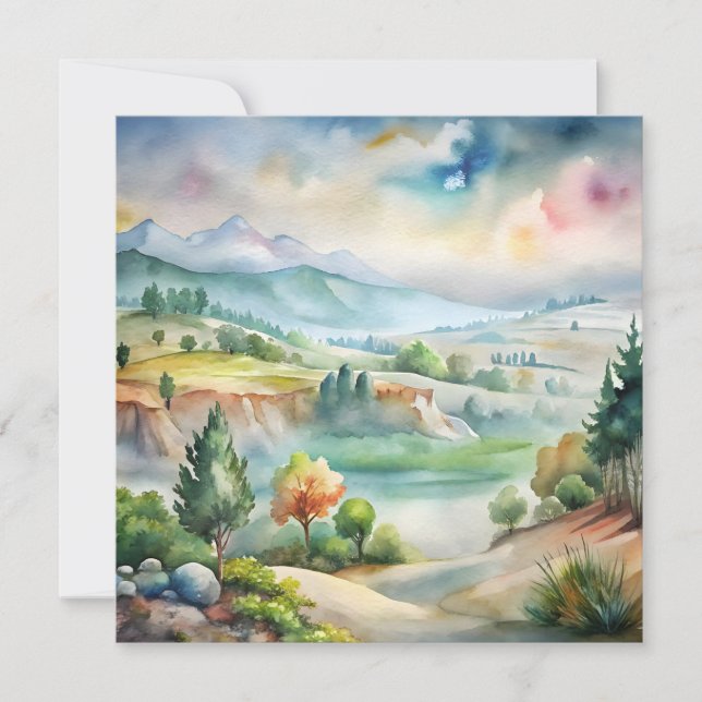 Invitation Paysage de montagne à l'aquarelle (Devant)