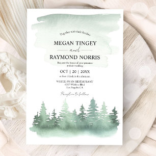 Invitation Paysage de montagne avec pinède Mariage rustique 