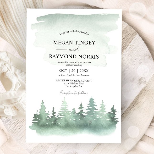 Invitation Paysage de montagne avec pinède Mariage rustique  (Créateur téléchargé)
