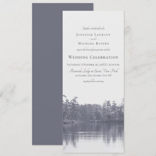 Invitation paysage de montagne placid bleu gris mariage
