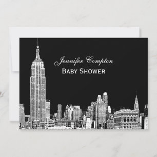 Invitation Paysage de NYC 01 Gravé Fond de couleur DIY Baby S